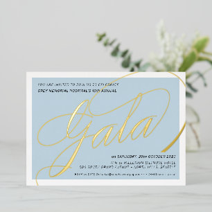 FUNDRAISING GALA elegante kalligrafie lichtblauw Folie Uitnodiging