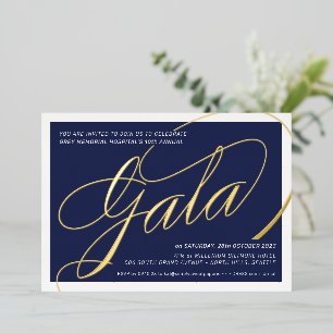 FUNDRAISING GALA elegante kalligrafie marineblauw  Folie Uitnodiging