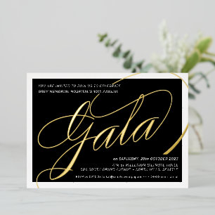 FUNDRAISING GALA elegante kalligrafie zwart goud Folie Uitnodiging