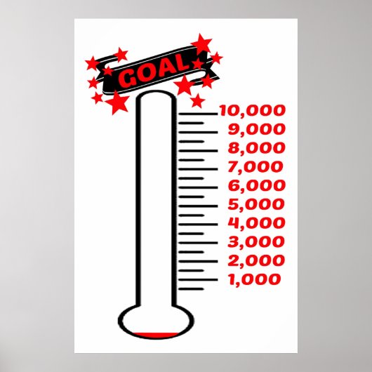 Fundraising Goal Thermometer 10K Goal Poster (Voorkant)