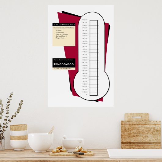 Fundraising Thermometer in het rood Poster (Keuken)