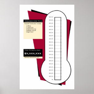 Fundraising Thermometer in rood - 20 secties Poster