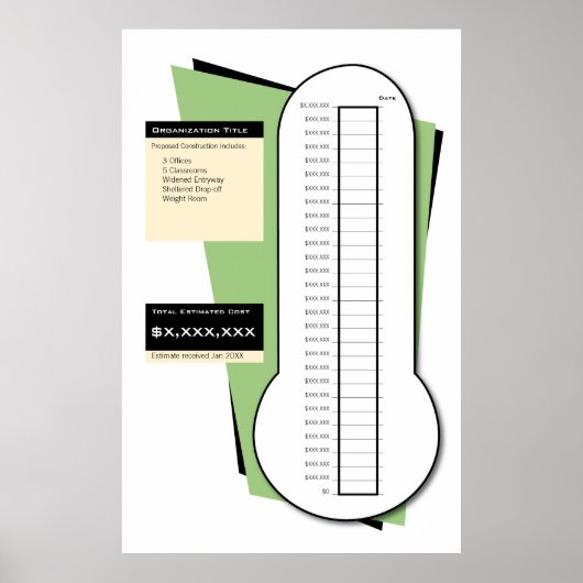 Fundraising-thermometer, inclusief datumkolom poster (Voorkant)