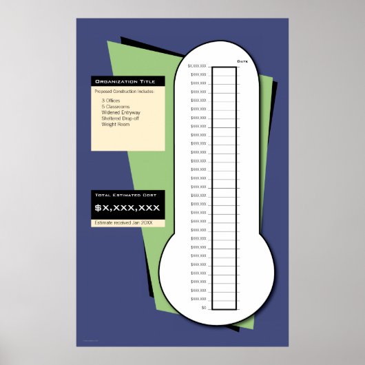 Fundraising-thermometer, inclusief datumkolom poster (Voorkant)