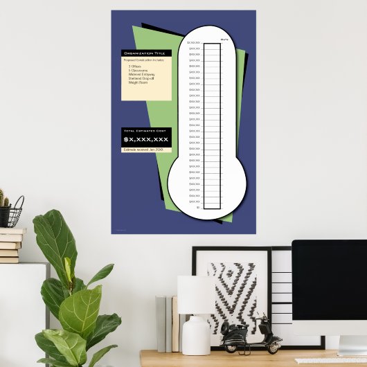 Fundraising-thermometer, inclusief datumkolom poster (Thuiskantoor)