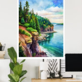 Fundy National Park Waterverf Schilderij Poster (Thuiskantoor)