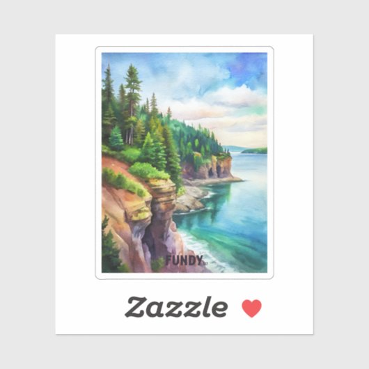 Fundy National Park Waterverf Schilderij Sticker (Vel)