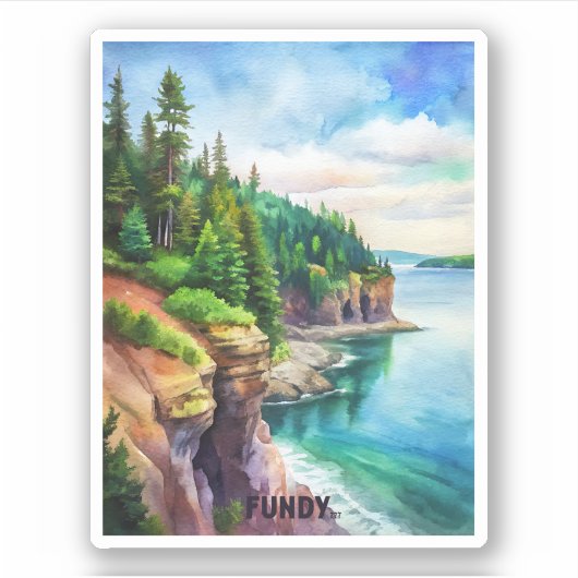 Fundy National Park Waterverf Schilderij Sticker (Voorkant)