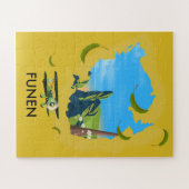 Funen, Denemarken kaart reisposter Legpuzzel (Horizontaal)