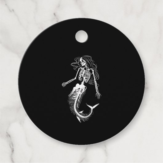 Funens Halloween Mermaid Skeleton Gift Cool Bedankjes Labels (Voorkant)