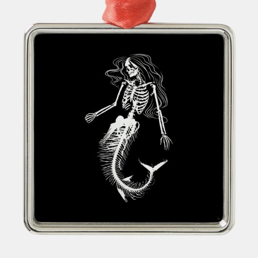 Funens Halloween Mermaid Skeleton Gift Cool Metalen Ornament (Voorkant)
