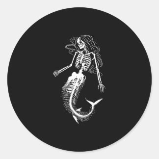 Funens Halloween Mermaid Skeleton Gift Cool Ronde Sticker