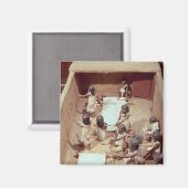 Funerair model van een textielwerkplaats magneet (Voorkant / Achterkant)