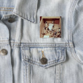 Funerair model van een textielwerkplaats vierkante button 5,1 cm (In situ)