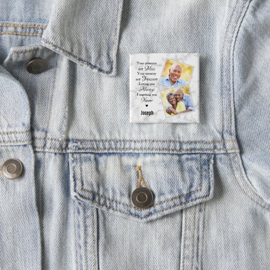 Funeral 2 Fotogedenktekens Vierkante Button 5,1 Cm (In situ)