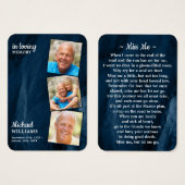 Funeral 3 Foto Blue Marble Memorial Prayer Kaart (Voorkant /achterkant)