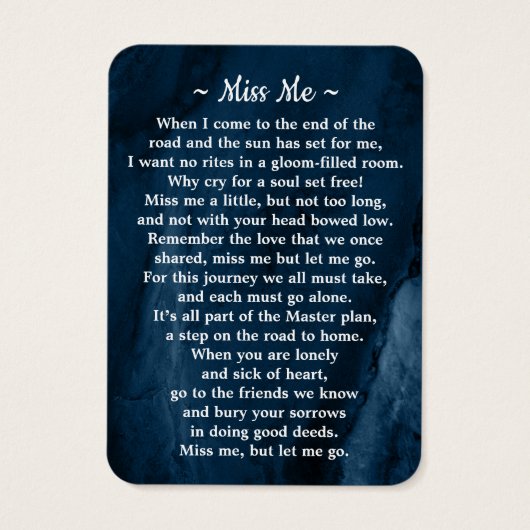 Funeral 3 Foto Blue Marble Memorial Prayer Kaart (Achterkant)