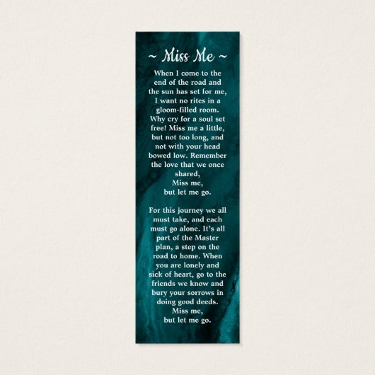 Funeral 3 Foto Memorial Prayer Bladwijzer Mini Visitekaartjes (Achterkant)