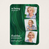Funeral 3 Foto Memorial Prayer Kaart Emerald Green (Voorkant)