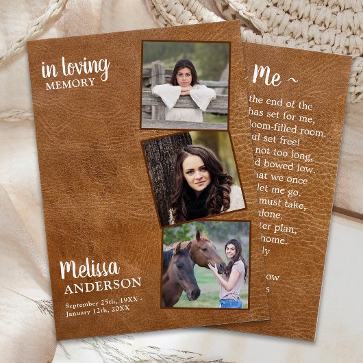 Funeral 3 Kaart van leder Memorial Prayer