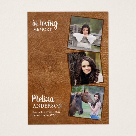 Funeral 3 Kaart van leder Memorial Prayer (Voorkant)