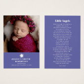 Funeral angel white star-gedicht bladwijzer visitekaartje (Voorkant /achterkant)