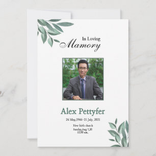 Funeral Announcement and Invitation Card Aankondiging