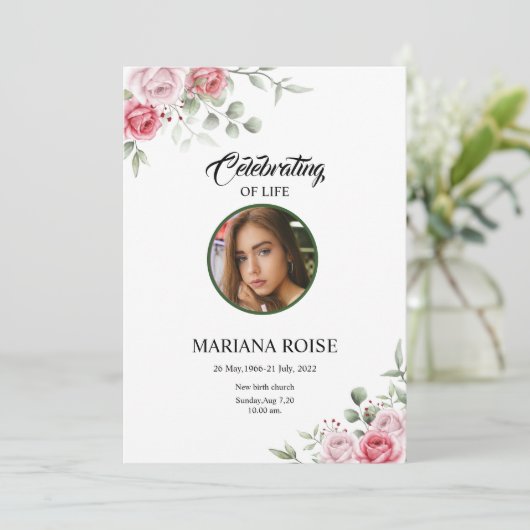 Funeral Announcement Card Aankondiging (Staand voorkant)