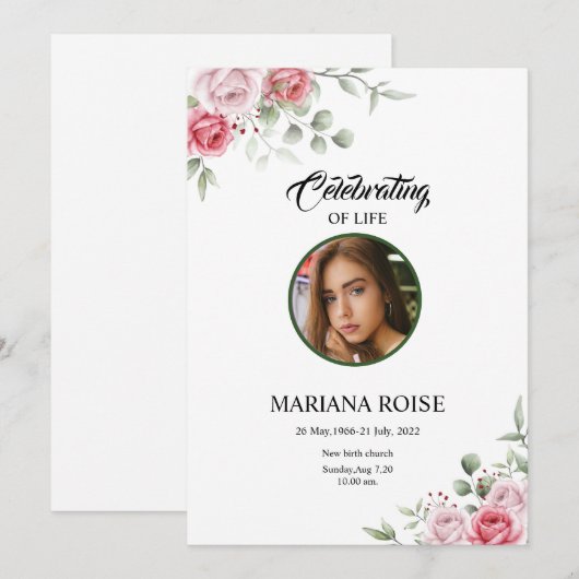 Funeral Announcement Card Aankondiging (Voorkant / Achterkant)