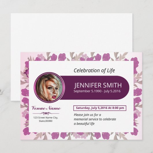 Funeral Announcement Card Aankondiging (Voorkant / Achterkant)