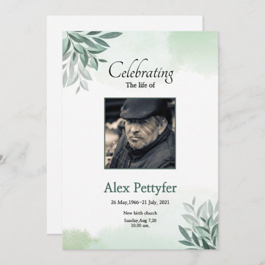 Funeral Announcement Card Aankondiging (Voorkant / Achterkant)