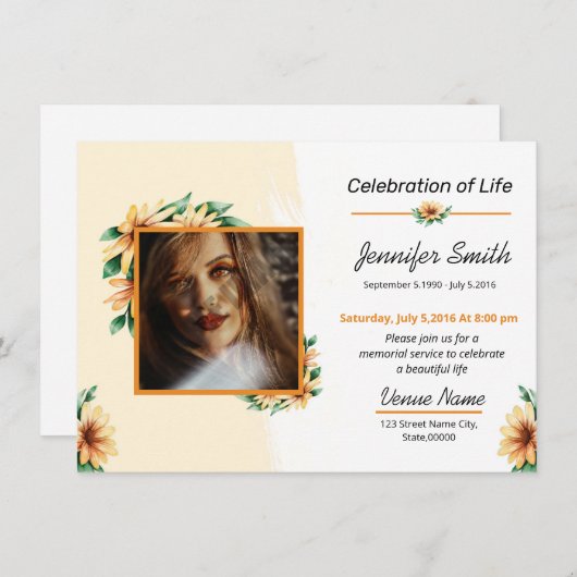 Funeral Announcement Card Aankondiging (Voorkant / Achterkant)