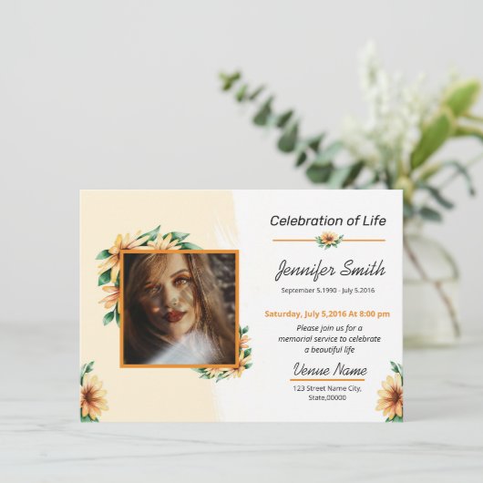Funeral Announcement Card Aankondiging (Staand voorkant)