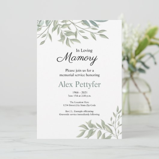 Funeral Announcement Card Aankondiging (Staand voorkant)