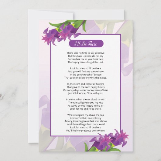 Funeral Announcement Card Aankondiging (Achterkant)