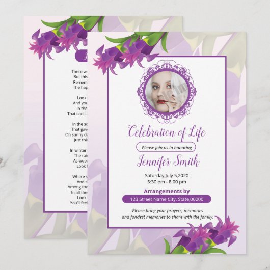 Funeral Announcement Card Aankondiging (Voorkant / Achterkant)