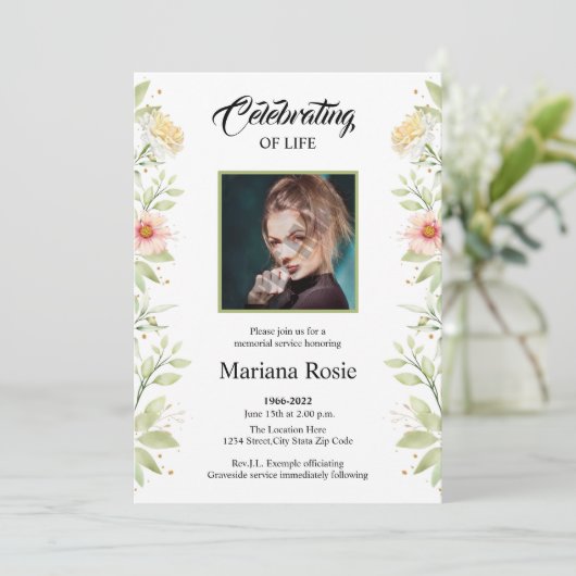 Funeral Announcement Card Aankondiging (Staand voorkant)