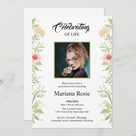 Funeral Announcement Card Aankondiging (Voorkant / Achterkant)