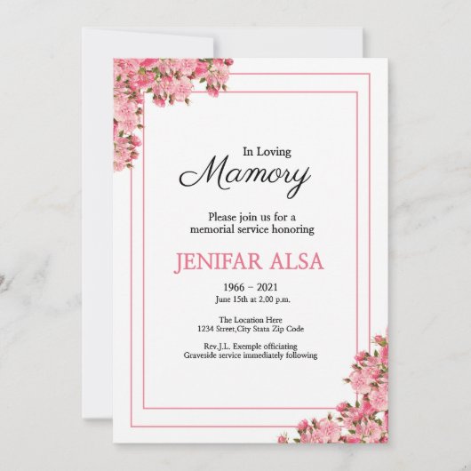 Funeral Announcement & Invitation Card Aankondiging (Voorkant)