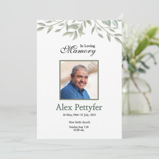 Funeral Announcement & Invitation Card Aankondiging (Staand voorkant)