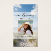 Funeral Beach In Memory Photo Modern Prayer Card Visitekaartje (Voorkant)