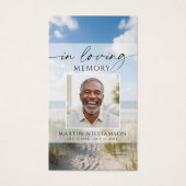 Funeral Beach Photo In Loving Memory Prayer Card Visitekaartje (Voorkant)