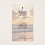 Funeral Beach Sunset Cross Poem Prayer Card Visitekaartje (Achterkant)