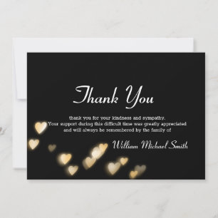 Funeral Bedankt Black met Heart Memorial Card