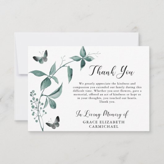 Funeral Bedankt Butterfly Botanical Green (Voorkant)