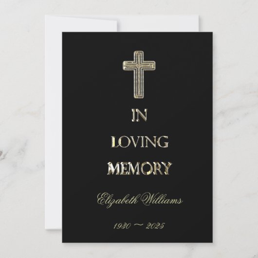 Funeral bedankt Elegant Black en Gold (Voorkant)