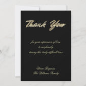 Funeral bedankt Elegant Black en Gold (Achterkant)