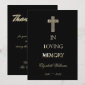 Funeral bedankt Elegant Black en Gold (Voorkant / Achterkant)