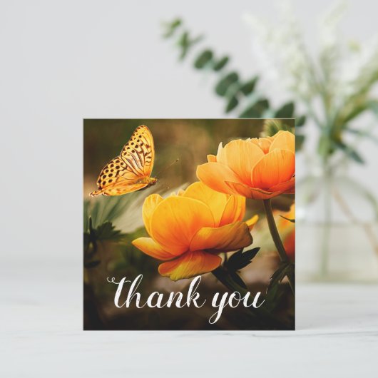 Funeral Bedankt | Gele Oranje bloemen (Staand voorkant)