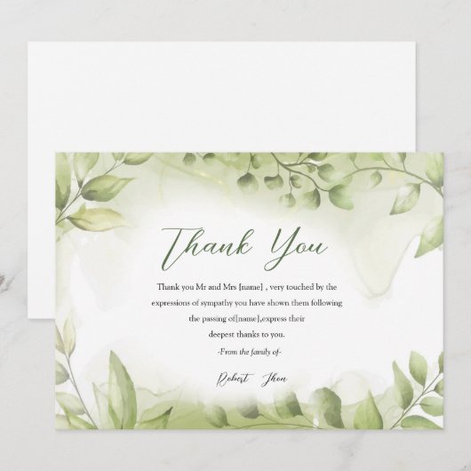 Funeral-bedankt-kaart Bedankkaart (Voorkant / Achterkant)